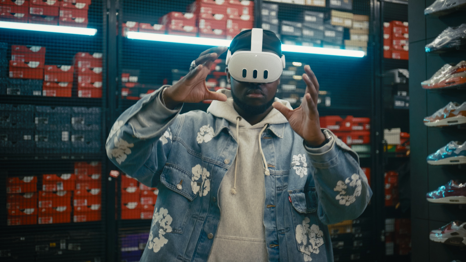 Meta × London Sneaker Club, commercial directed by Basma Khalifa. Colour grade by Anibal Castaño, Grade by Humans (still 10)